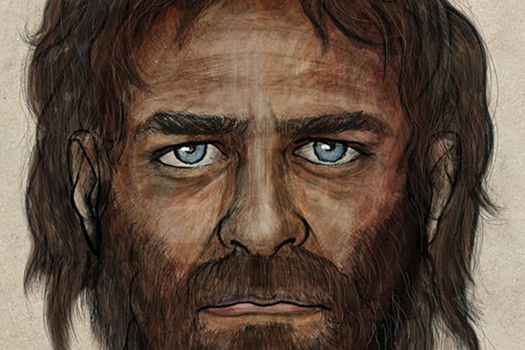 The Mesolithic man's DNA suggests the mutation for blue eyes appeared earlier than thought, and came from Europe.Images: CSIC; Encina