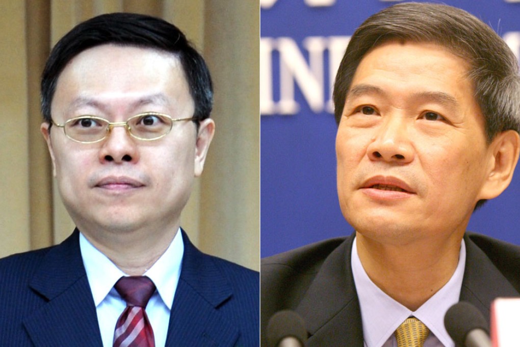 Wang Yu-chi (left) and Zhang Zhijun. Photo: Xinhua, AFP