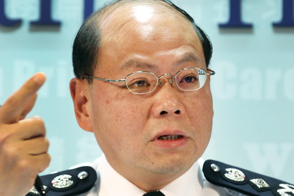 Commissioner of Police Andy Tsang reveals Hong Kong's crime statistics yesterday. Photo: Edward Wong