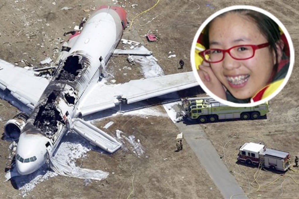 Ye Mengyuan (inset), 16, was allegedly hit by emergency vehicles responding to the air crash. Photos: AP