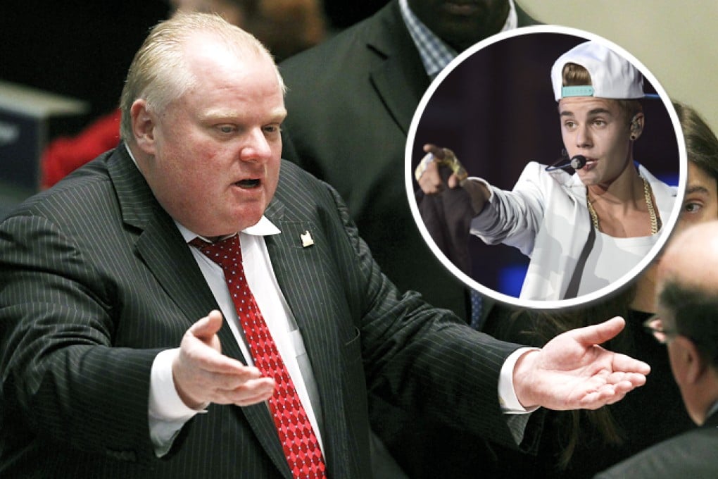 Justin Bieber's misdemeanours have momentarily eclipsed Toronto Mayor Rob Ford's antics Photos: AP and Reuters