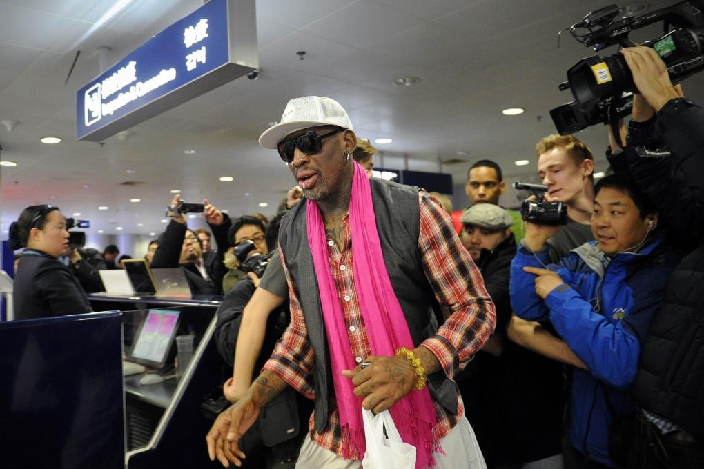 Rodman on his way to Pyongyang in January. He is now offering to take Kenneth Bae's place in a North Korean jail. Photo: AFP