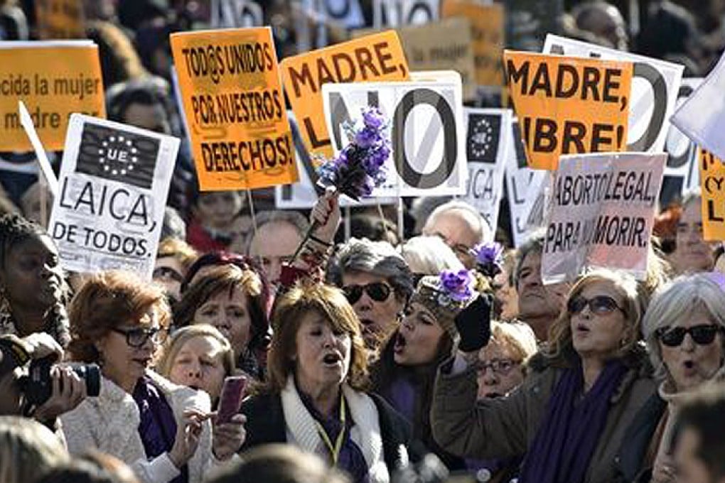 Pro-abortion demonstrators from across Spain rally in Madrid.Photo: AFP