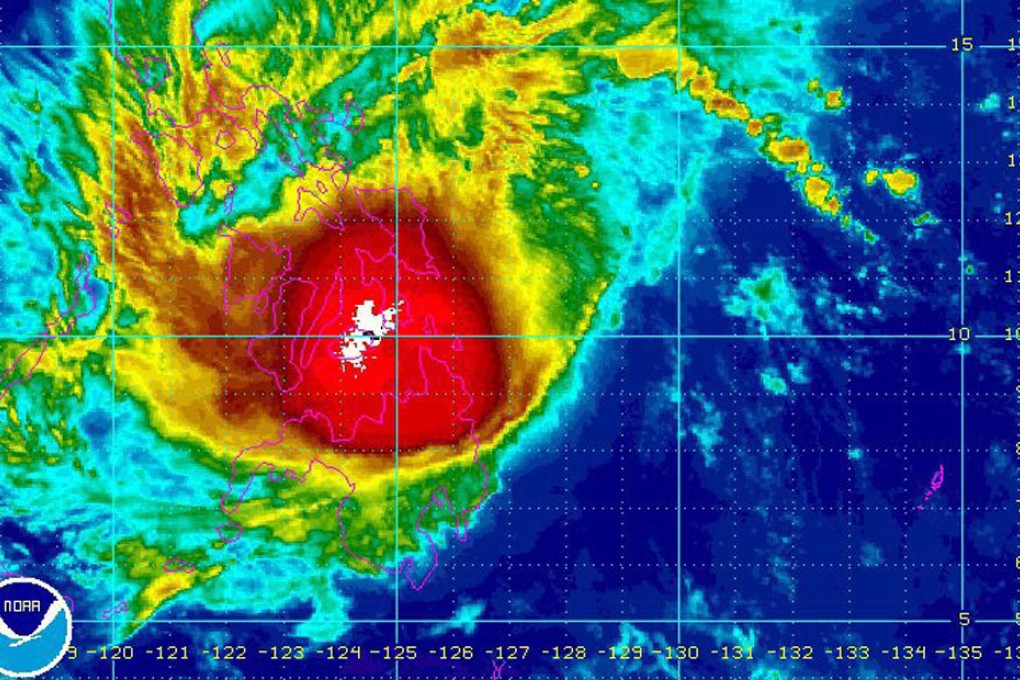 Satellite image shows tropical storm Kajiki approaching the Philippines