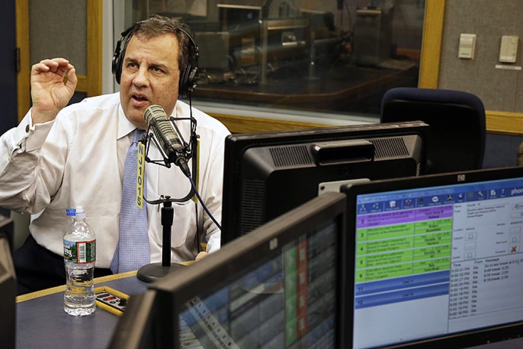 New Jersey Governor Chris Christie during his radio programme, 'Ask the Governor' on Monday. Photo: AFP