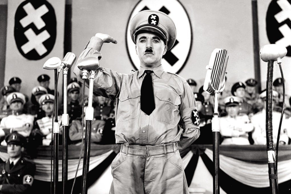 Charlie Chaplin is shown in a scene from the 1940 film "The Great Dictator," his first film with dialogue. Photo: AP