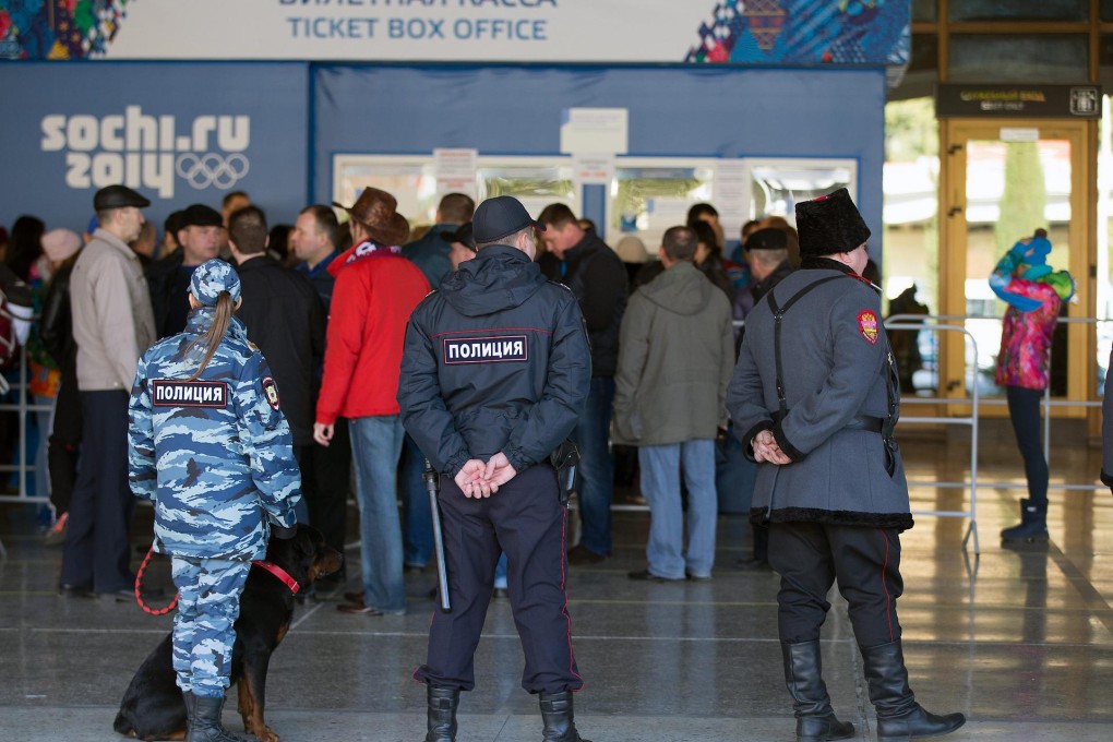 Security is tight yesterday at Adler airport, Sochi. Photo: EPA