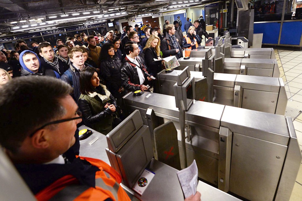 Some crammed on to the few trains that were running. Photo: EPA
