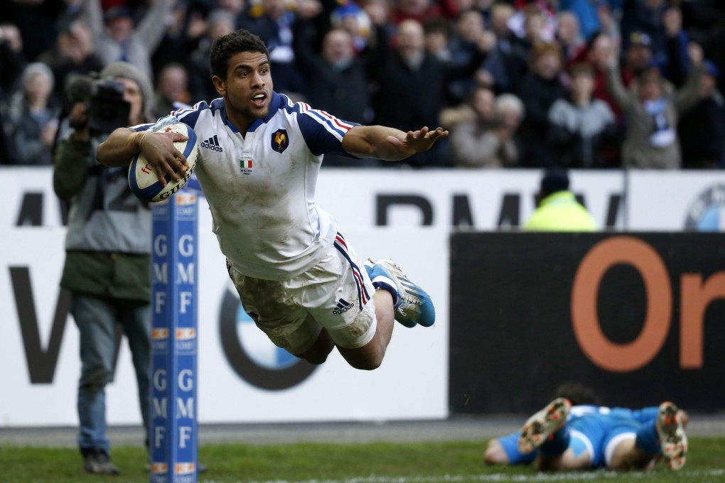 Wesley Fofana dives over for a try against Italy in Paris. Photo: EPA