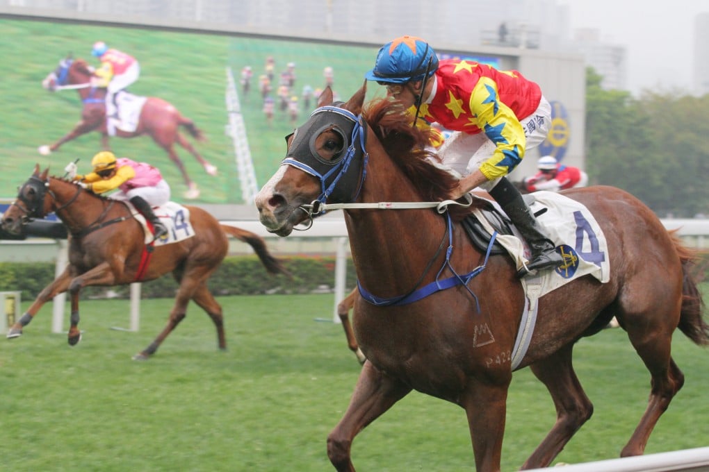 Tye Angland was the trendsetter at Sha Tin on Saturday, taking Robust Momentum to the outside fence in the first race. Photo: Kenneth Chan