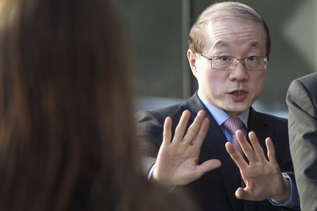 Liu Jieyi, China's UN envoy, reacts to journalists while talking with a Russian diplomat after a UN Security Council meeting in New York last year. Photo: Reuters