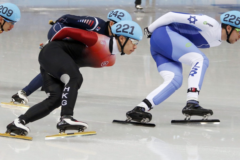 Barton Lui Pan-to skates (front left) during the men's 1,500 metres short track speed skating heats event. Photo: Reuters