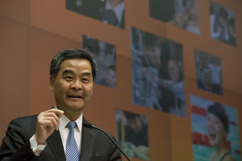 The parody shows what Chief Executive CY Leung's Facebook 'Look Back' video would look like. Photo: Xinhua
