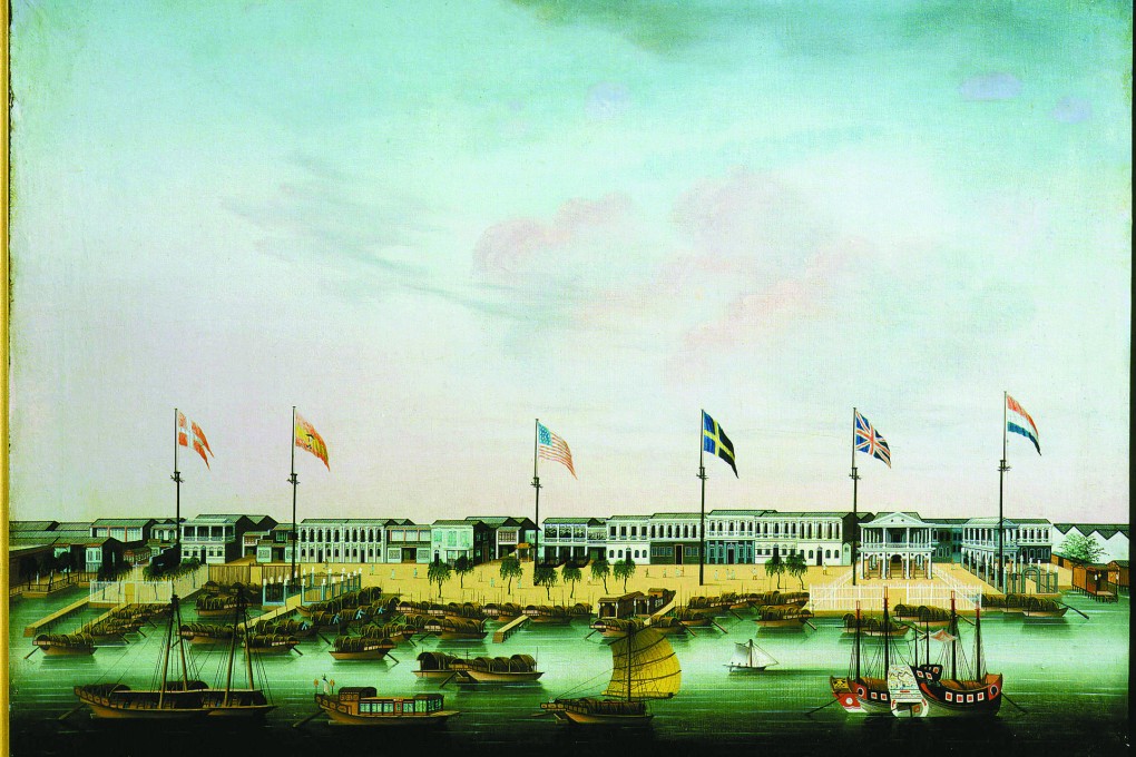 A painting of Canton harbour showing the Thirteen Hongs, circa 1805. Photos: AFP; Benjamin Wight / Forbes House Museum; State Library of Queensland