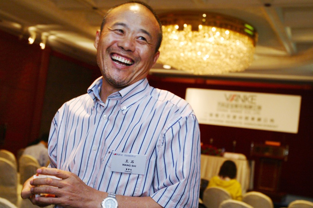 Wang Shi, chairman of China Vanke Group, speaks at the announcement of the company's interim results at the Island Shangri-la Hotel in Admiralty. Photo: Dustin Shum