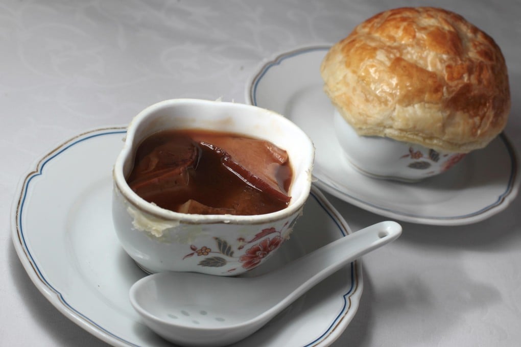 Baked abalone wedges and sea cucumber in puff pastry. Photos: Thomas Yau
