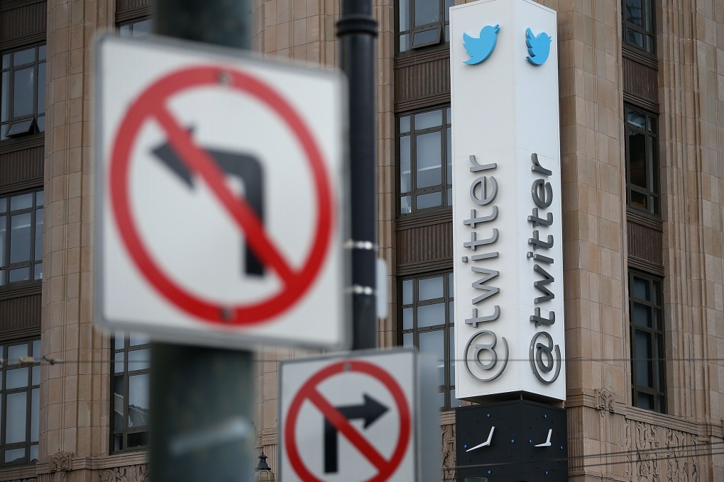 A sign is posted on the exterior of the Twitter headquarters on February 5, 2014 in San Francisco, California.Photo: AFP