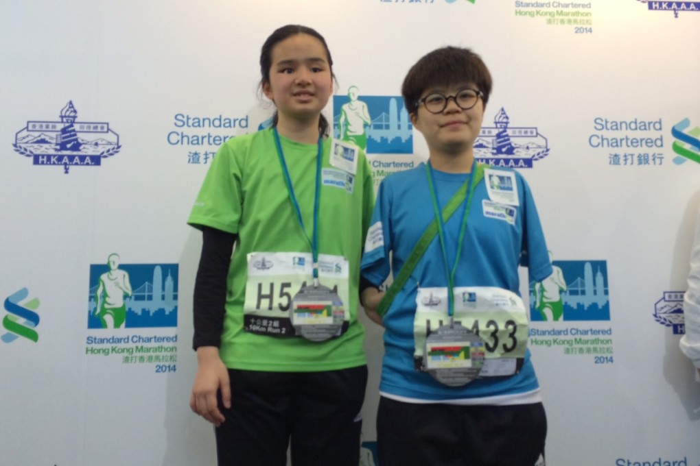 Cherie Yung Siu-fong (right) paired up with Michelle Siu Hoi-yan at this year’s Hong Kong marathon event. Photo: Ernest Kao