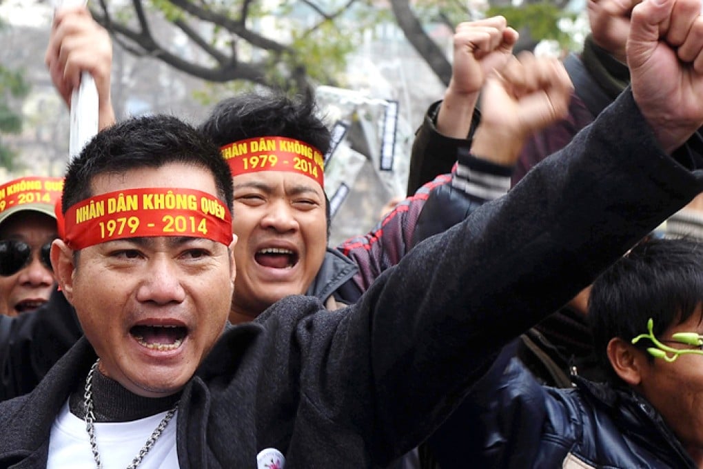 Protesters shout anti-China slogans during the rally. Photo: AFP