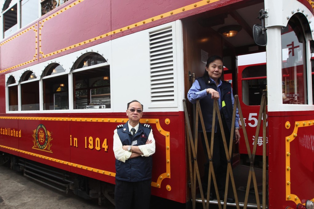 Yip Won-cheong (left) is the company's longest-serving employee, while Ko Lai-bing has been driving a tram for 25 years. Photo: Jonathan Wong