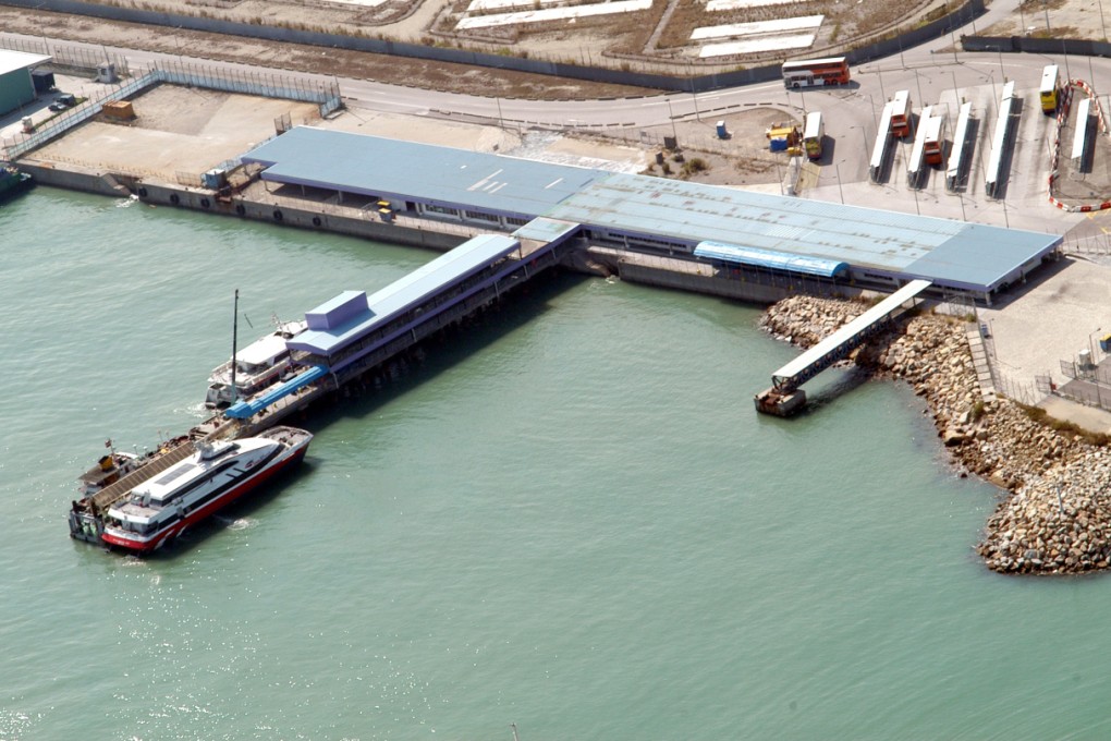 Skypier at the Hong Kong International Airport. It links transfer passengers to eight ports in Guangdong and Macau.