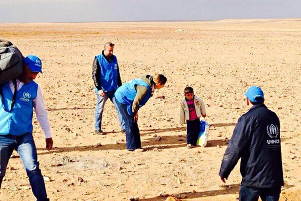 The image of Marwan, supposedly alone in the desert, that went viral after it was tweeted by United Nations staff. Photo: UNHCR