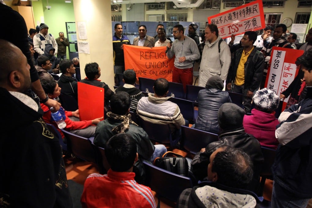 A group of refugee have been holed up inside the offices of the Mong Kok branches of the International Social Service Hong Kong.