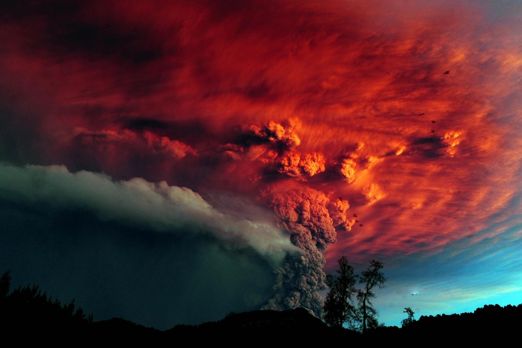 Ash billows from a volcanic eruption in southern Chile. Scientists say this type of activity may have affected global warming. Photo: AFP