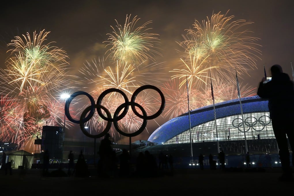 The fireworks during the closing ceremony of the 2014 Winter Olympics