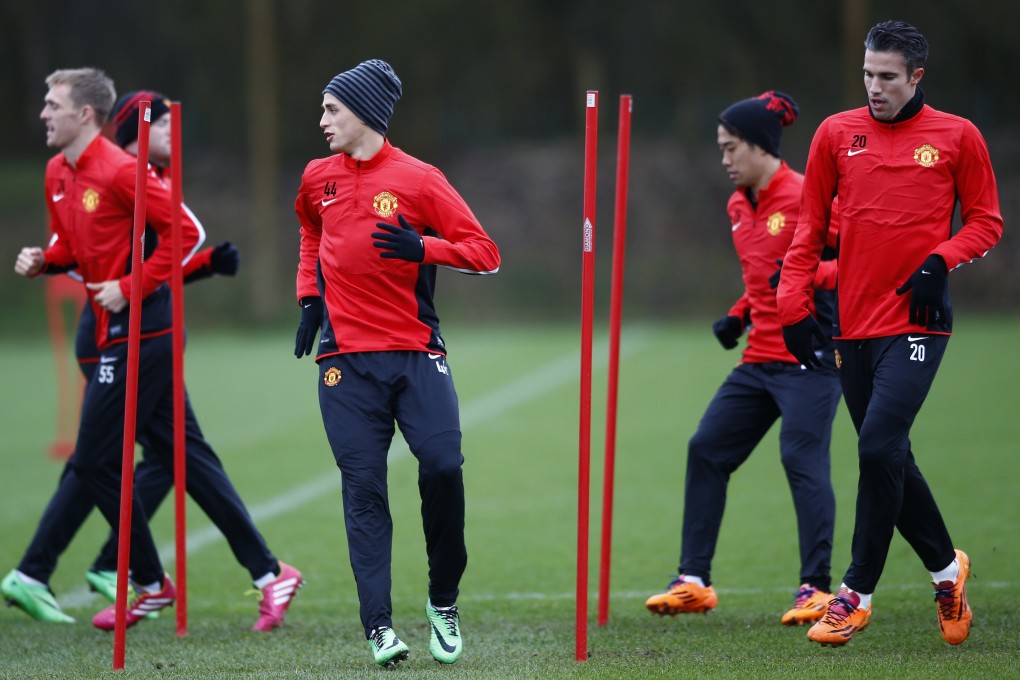 Manchester United players train ahead of their Champions League  clash in Piraeus. Photo: AP