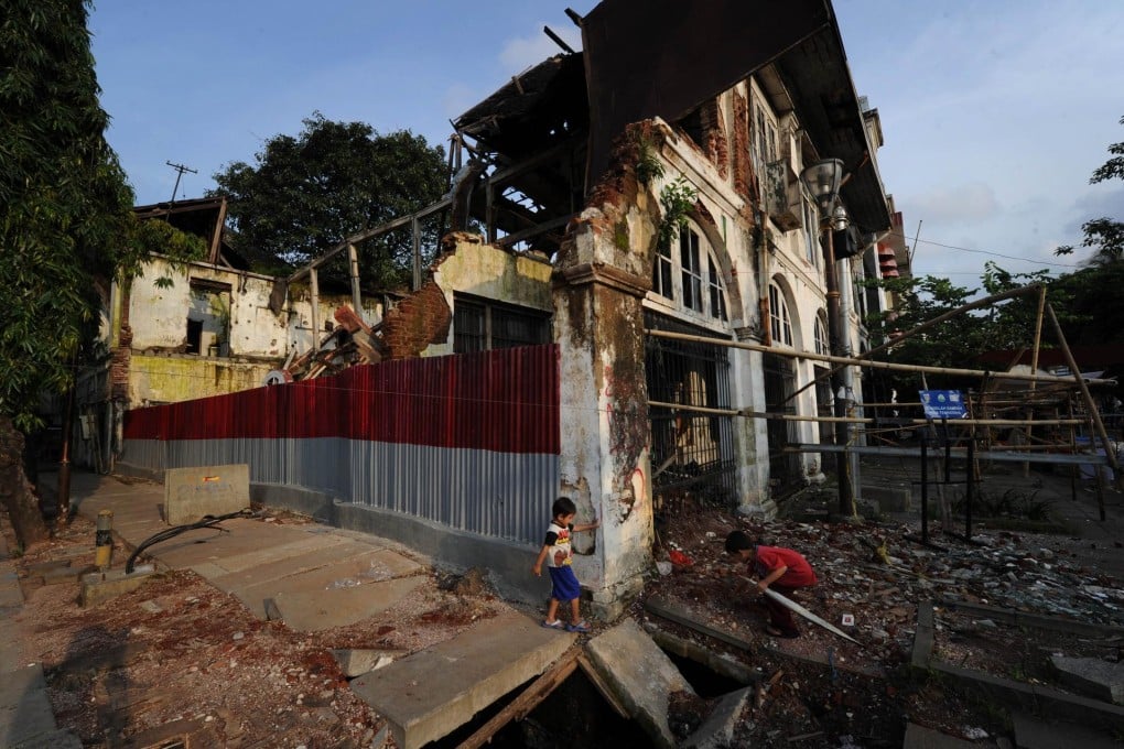 A crumbling colonial facade in Jakarta's old town. Photo: AFP