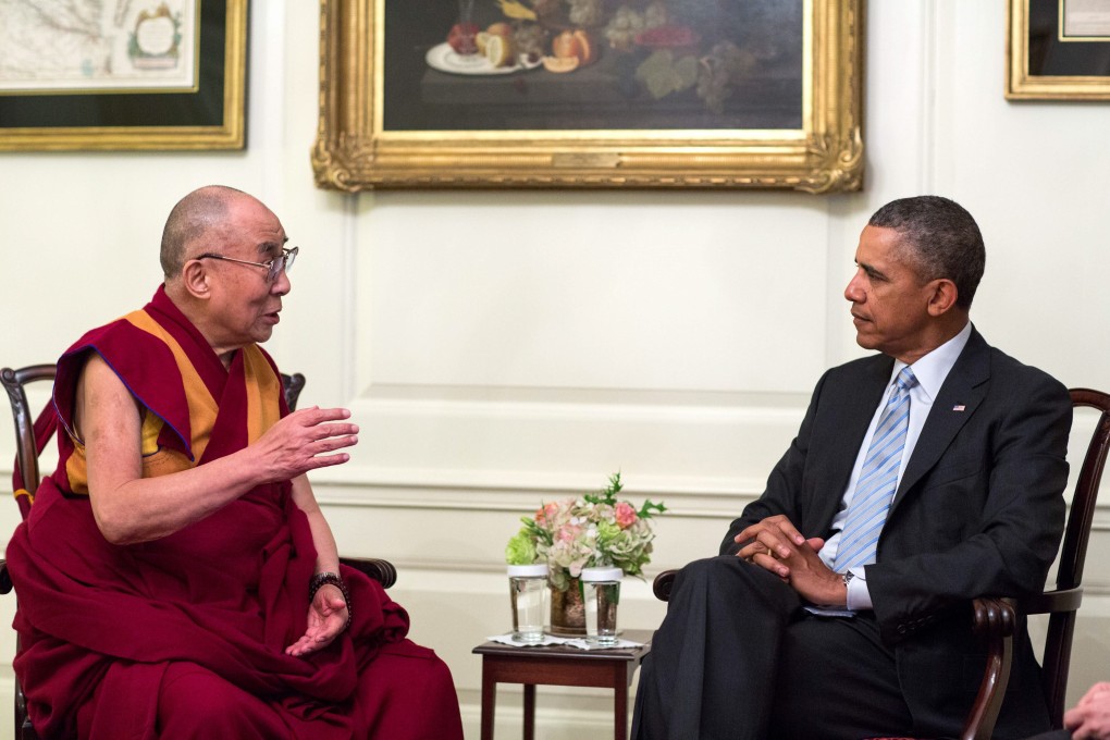 US President Barack Obama (right) met earlier this week with the Dalai Lama in the White House's Map Room, neutral ground which does not signal that the Tibetan spiritual leader is a head of state. Photo: EPA