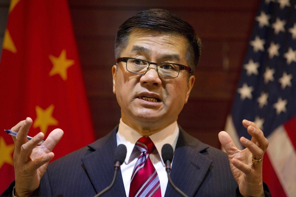 Outgoing US ambassador to China, Gary Locke, speaks during a farewell news conference held at the US embassy, in which he urged Beijing to improve its human rights record. Photo: Reuters