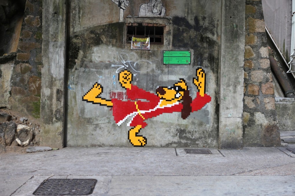 Video-game-inspired street art by Invader in Hong Kong. Photo: Space-Invaders.com