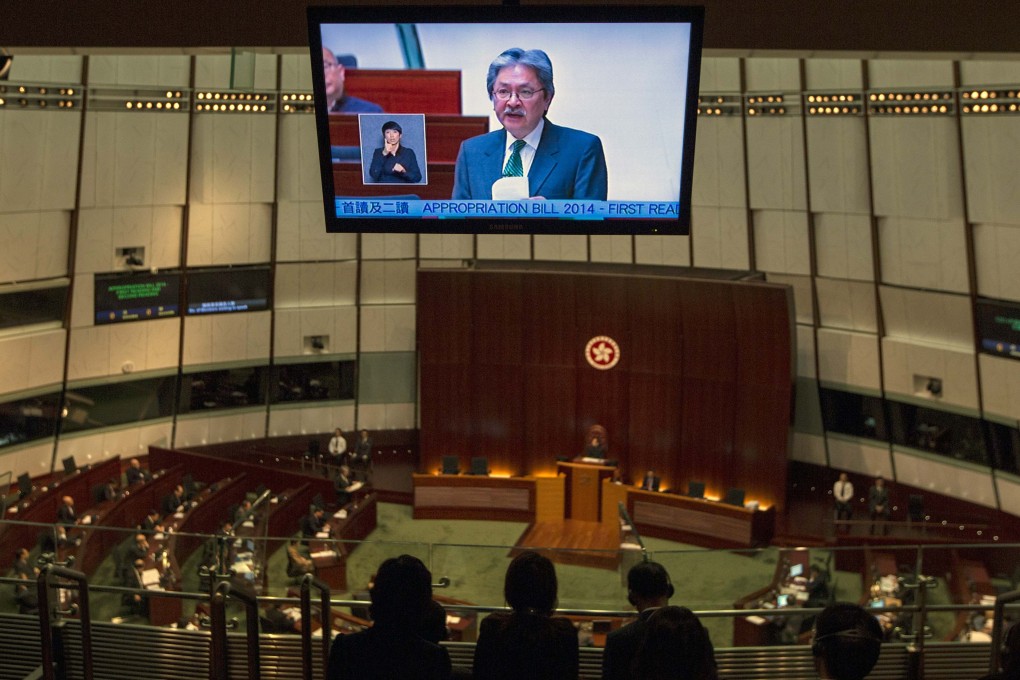 Financial Secretary John Tsang delivers his budget speech at the Legislative Council. Photo: Reuters