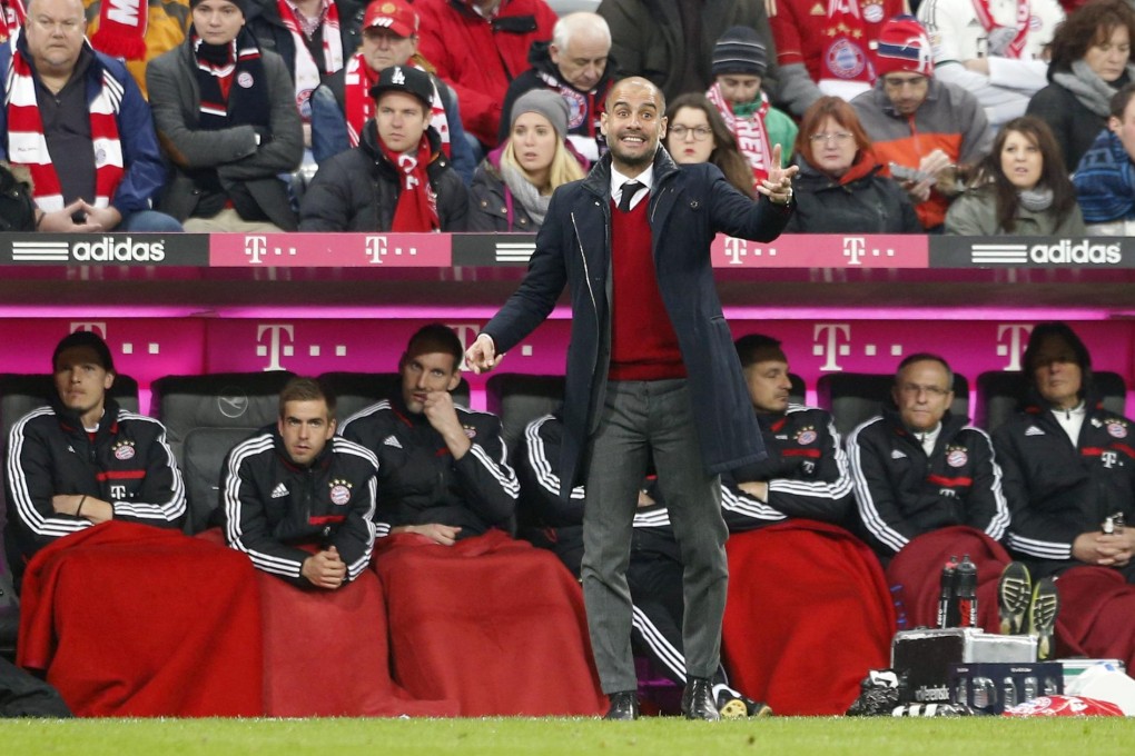Bayern's head coach Pep Guardiola gestures in their match against Schalke 04 in Munich where they romped home 5-1. Photo: Reuters