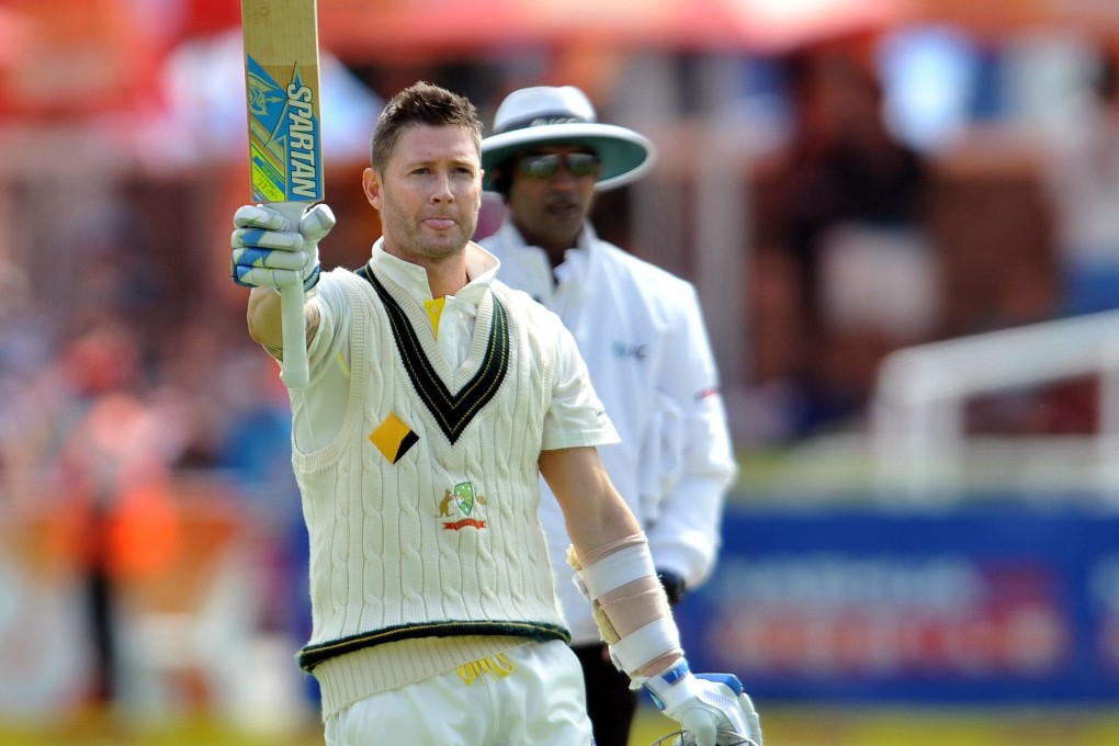 Australia's captain Michael Clarke gestures after reaching his century on the second day of the third test match against South Africa at Newlands. Photo: AFP