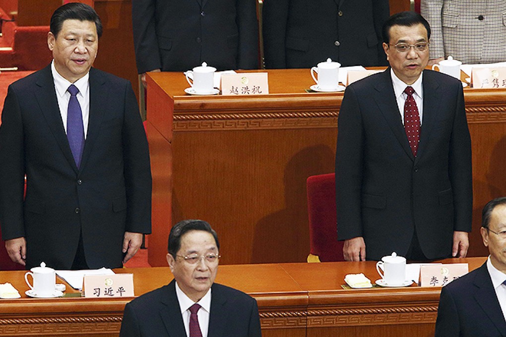 President Xi Jinping (top left), Premier Li Keqiang (top right) lead officials in the opening of the second session of the 12th National Committee of the Chinese People's Political Consultative Conference (CPPCC) in Beijing. Photo: EPA