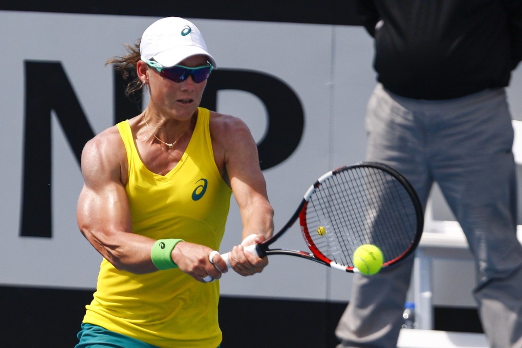 Australia's Samantha Stosur was unimpressed by reporter Kenny Hodgart's return. Photo: EPA