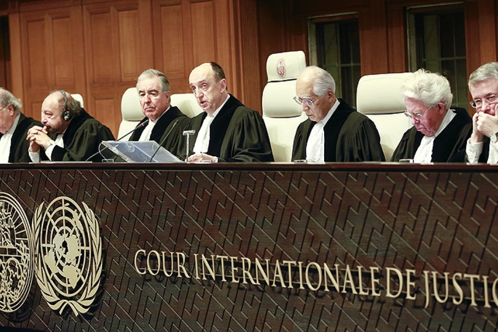 Judges at the International Court of Justice in The Hague, Netherlands, on Monday. Photo: AP