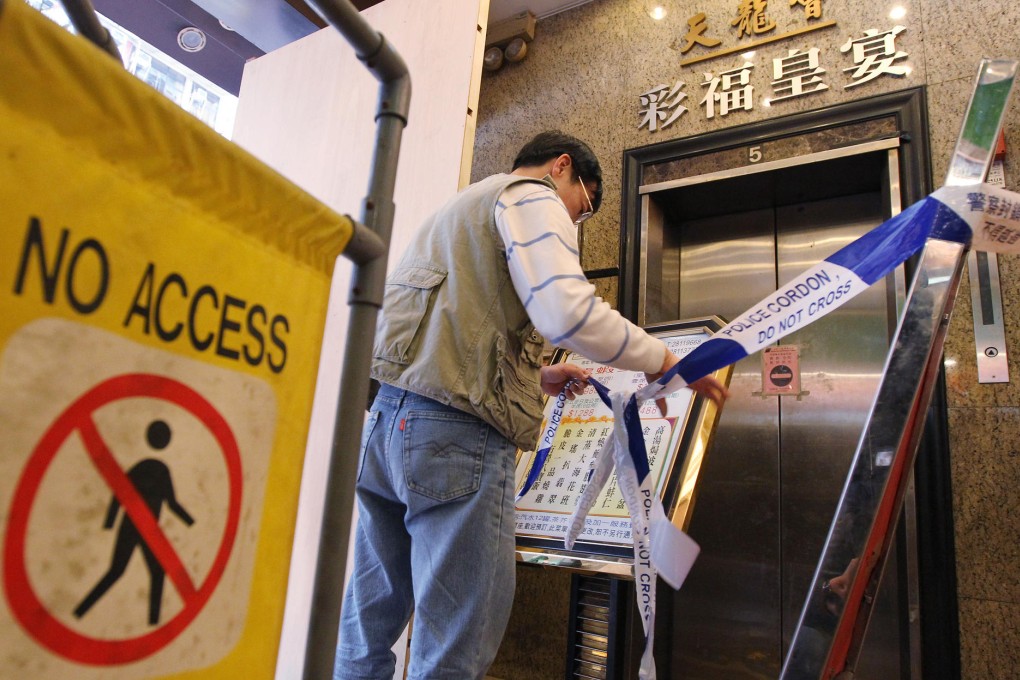 The elevator is blocked off after the accident in 2012. Photo: Nora Tam