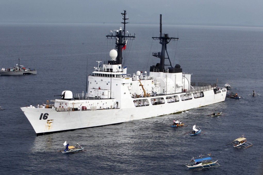 A Hamilton class cutter BRP Ramon Alcaraz, the Philippines' second warship, arrived from an almost-two month voyage from the USA. Photo: EPA
