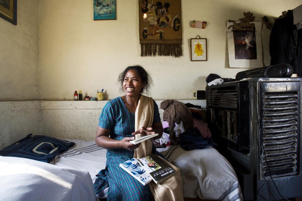 Baby Halder in her rooftoop home outside New Delhi. Photo: Simon de Trey-White