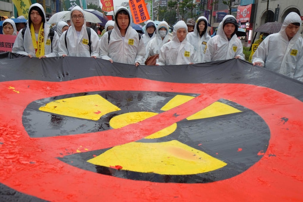 Protesters take part in an anti-nuclear demonstration in Taipei. Photo: AFP