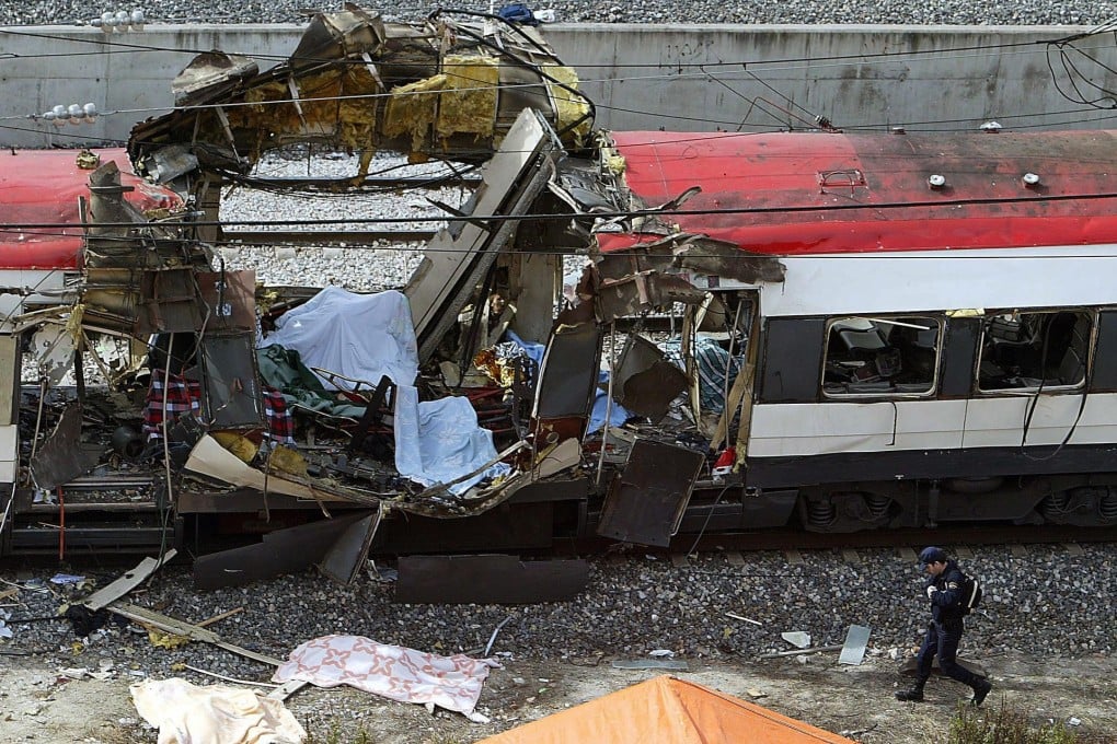 A shattered carriage on one of the trains which exploded at the Atocha train station in Madrid, where four near-simultaneous explosions on trains occurred. Photo: AFP
