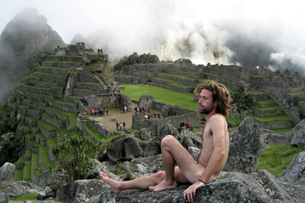 In the nude at Machu Picchu.