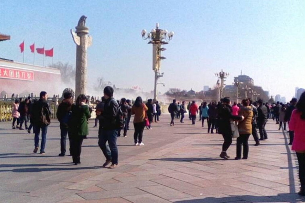 This photo from 64 Tianwang's website is said to show the self-immolation attempt in Tiananmen Square. Photo: Reuters