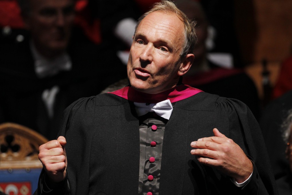British inventor of the World Wide Web, Professor Sir Tim Berners-Lee, receiving an honorary degree from St Andrews University, in September 2013. Photo: EPA