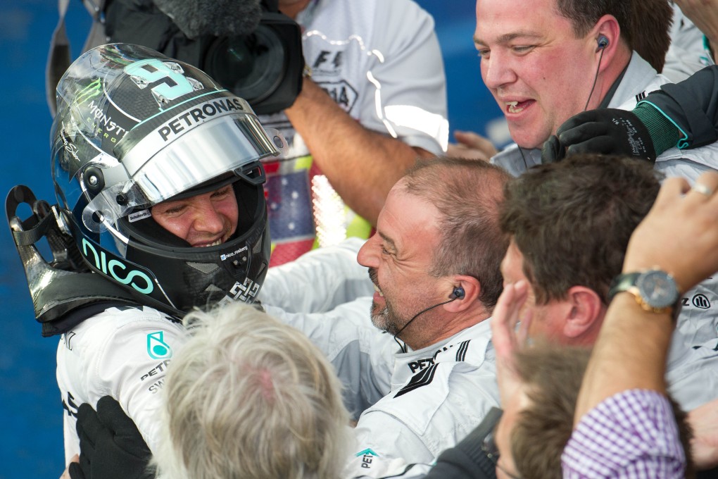 Mercedes driver Nico Rosberg celebrates after winning the Australian Formula One Grand Prix at the Albert Park circuit. Photo: Xinhua