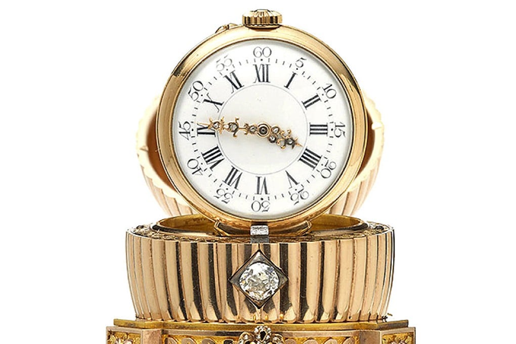 The gold Faberge egg containing a watch bought by a scrap metal dealer in America. Photo: AP